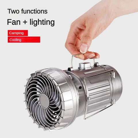 Ventilador solar LED con luz para acampar