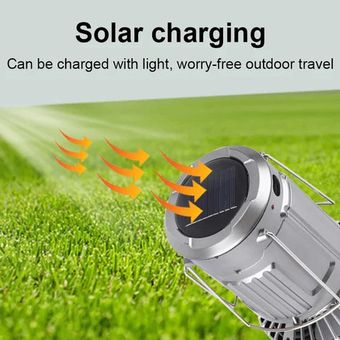 Ventilador solar LED con luz para acampar