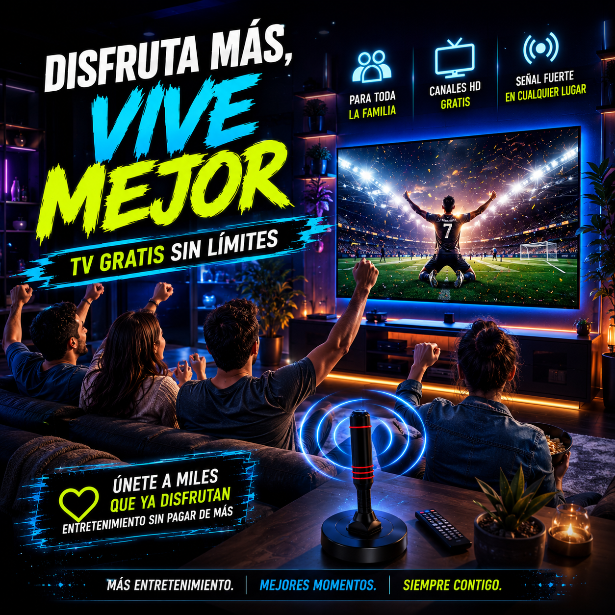 Antena TDT 5M Full HD Potente | Más Canales Gratis y Mejor Señal