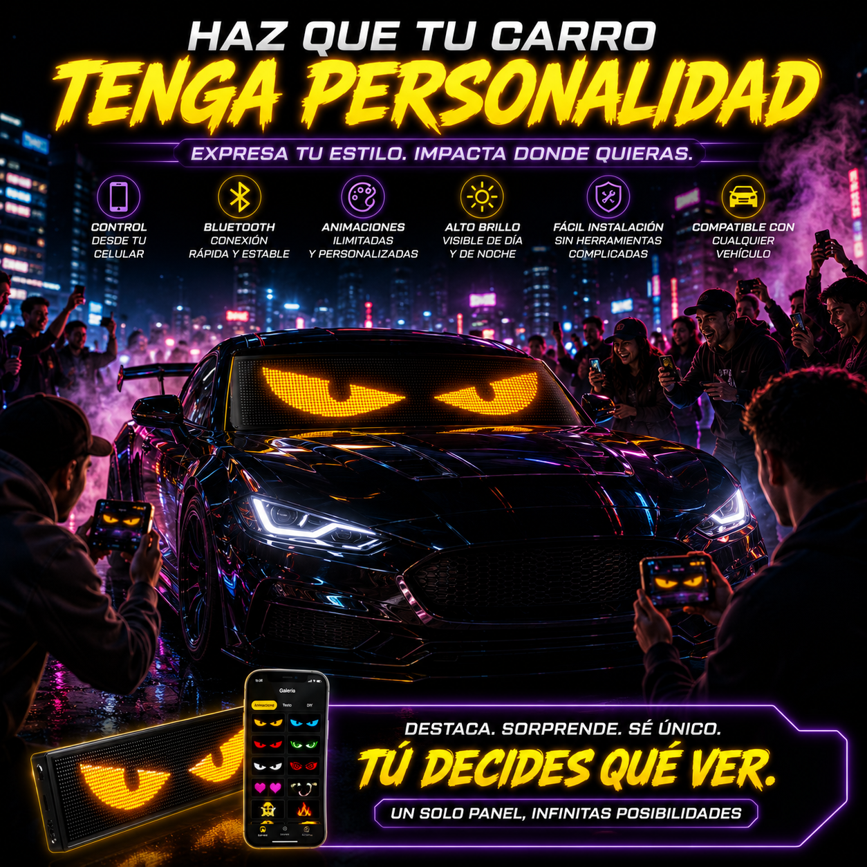 Pantalla Panel LED Multifuncional Para Camión Y Auto 90cm
