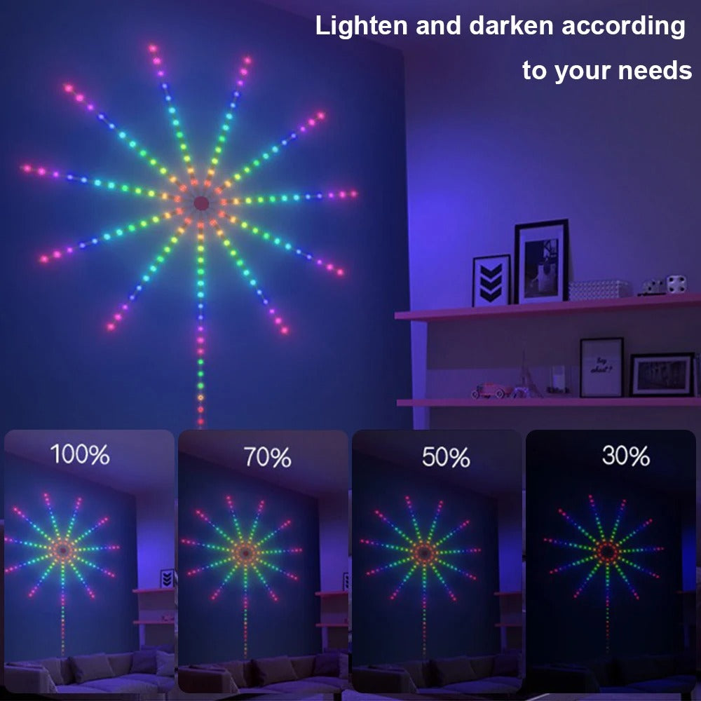 Luces Led de fuegos artificiales con sincronización de música que cambia de color!!