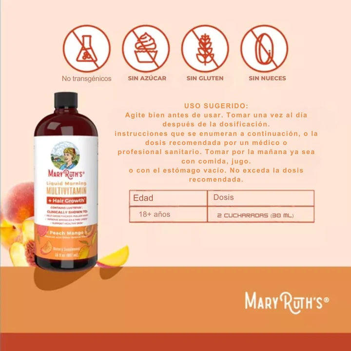 Multivitamina Para El Crecimiento Del Cabello - maryruth's x 887 ml 💇‍♀️✨