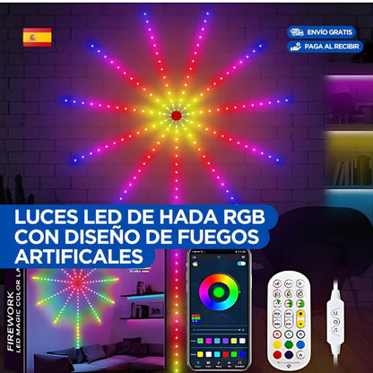 Luces Led de fuegos artificiales con sincronización de música que cambia de color!!