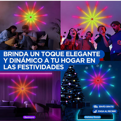 Luces Led de fuegos artificiales con sincronización de música que cambia de color!!