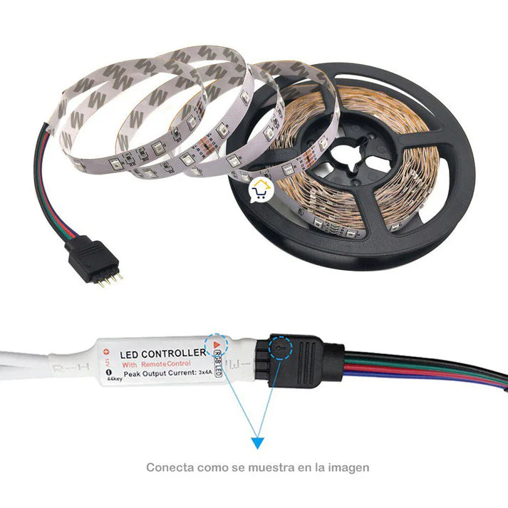 Cinta Luz Led 5 Metros RGB Multicolor Con Control Navidad