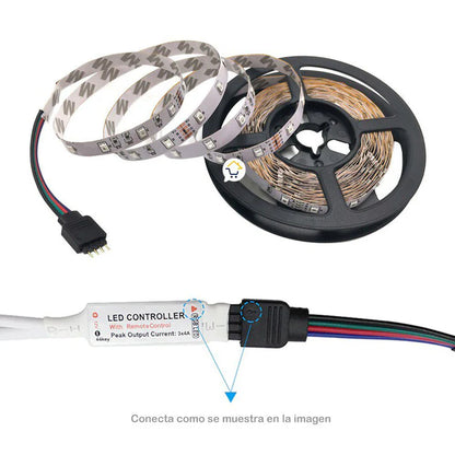 Cinta Luz Led 5 Metros RGB Multicolor Con Control Navidad