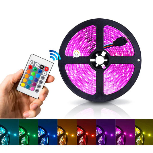 Cinta Luz Led 5 Metros RGB Multicolor Con Control Navidad