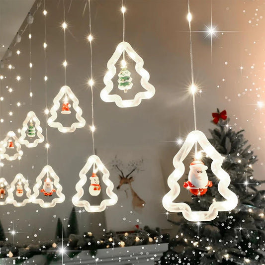 Cortina Intercalada Arboles 3M Luces Navidad 100 LEDS