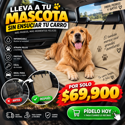 Forro Impermeable para Asiento de Carro para Mascotas | Que sus Pelos y Aventuras no Terminen en Tus Sillas