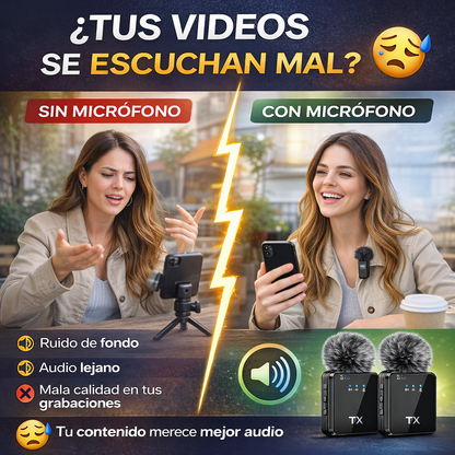 X2 Micrófonos inalámbricos de solapa 3 en 1 profesional, graba como un verdadero creador de contenido