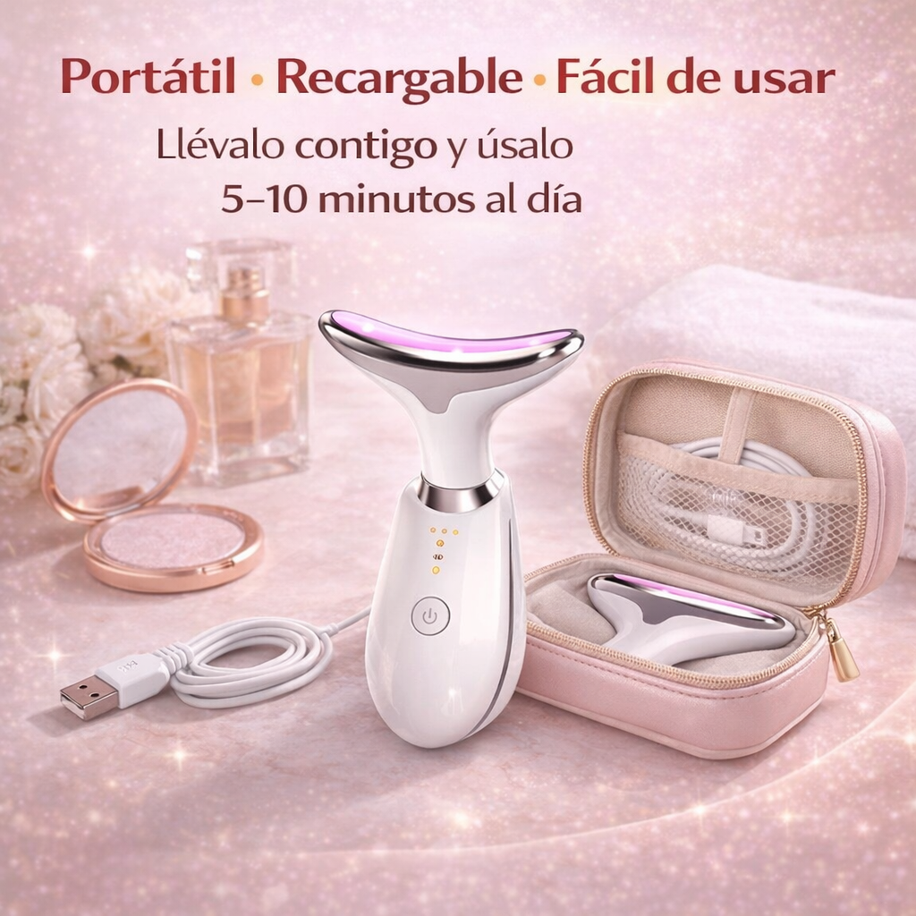 Masajeador Facial Reductor Papada Y Arrugas Con Tecnología LED E Iones Positivos – Reafirma y Tonifica