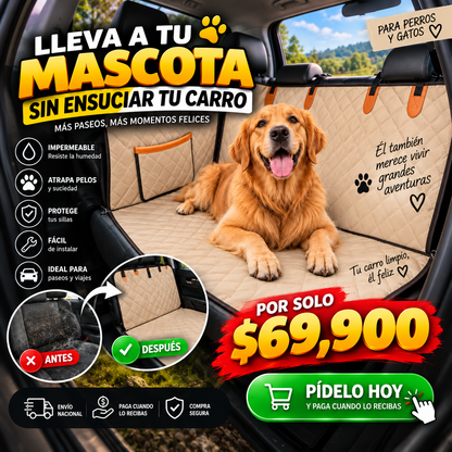 Forro Impermeable para Asiento de Carro para Mascotas | Que sus Pelos y Aventuras no Terminen en Tus Sillas