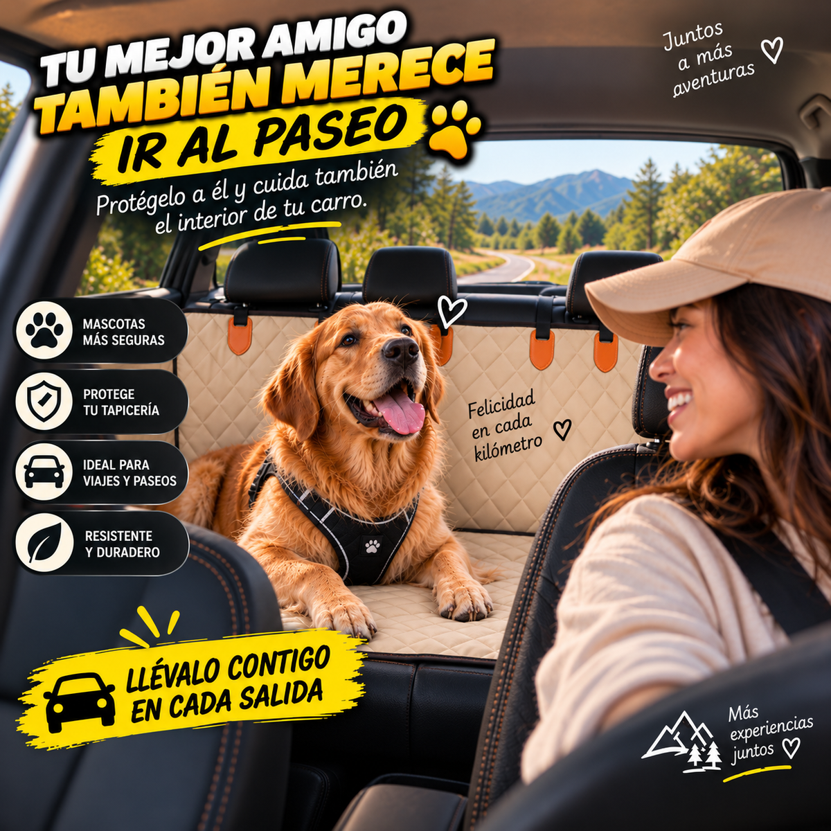 Forro Impermeable para Asiento de Carro para Mascotas | Que sus Pelos y Aventuras no Terminen en Tus Sillas