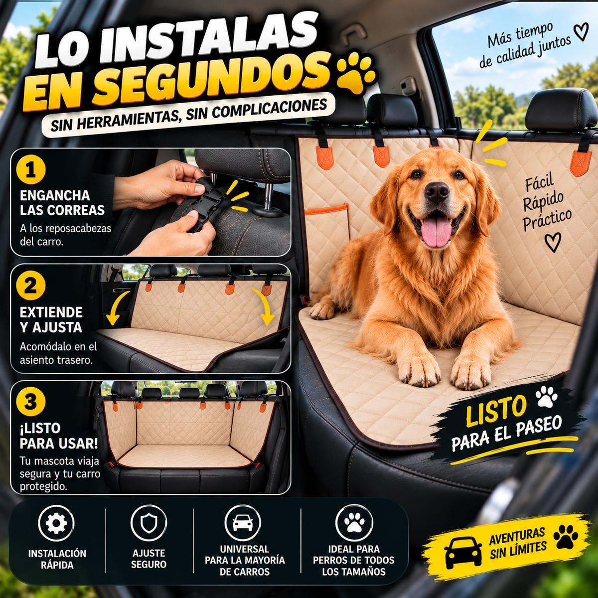 Forro Impermeable para Asiento de Carro para Mascotas | Que sus Pelos y Aventuras no Terminen en Tus Sillas