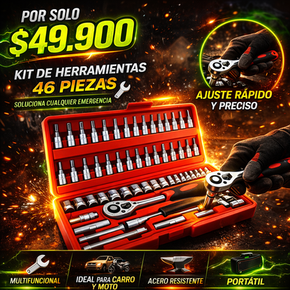Kit Herramientas 46 Piezas Multiuso | Completo, Portátil y Listo para Cualquier Emergencia