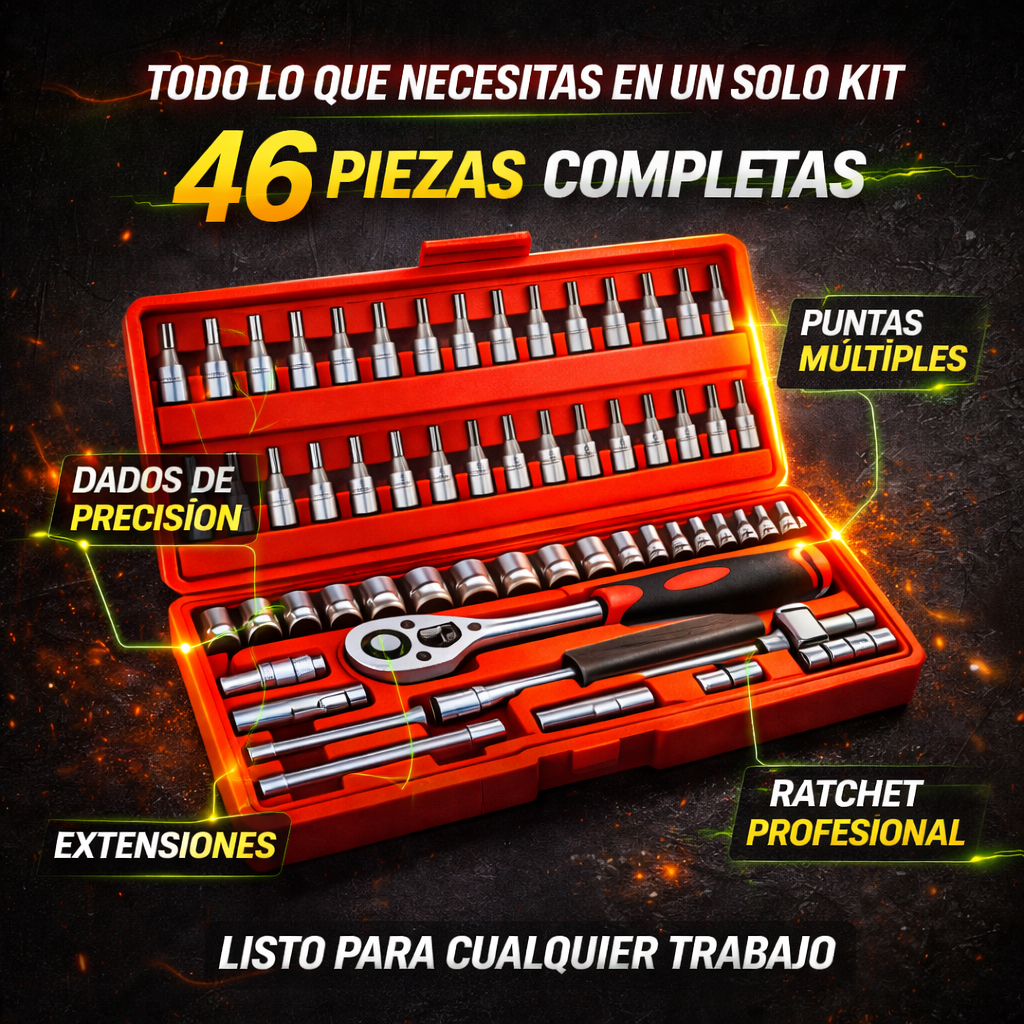 Kit Herramientas 46 Piezas Multiuso | Completo, Portátil y Listo para Cualquier Emergencia