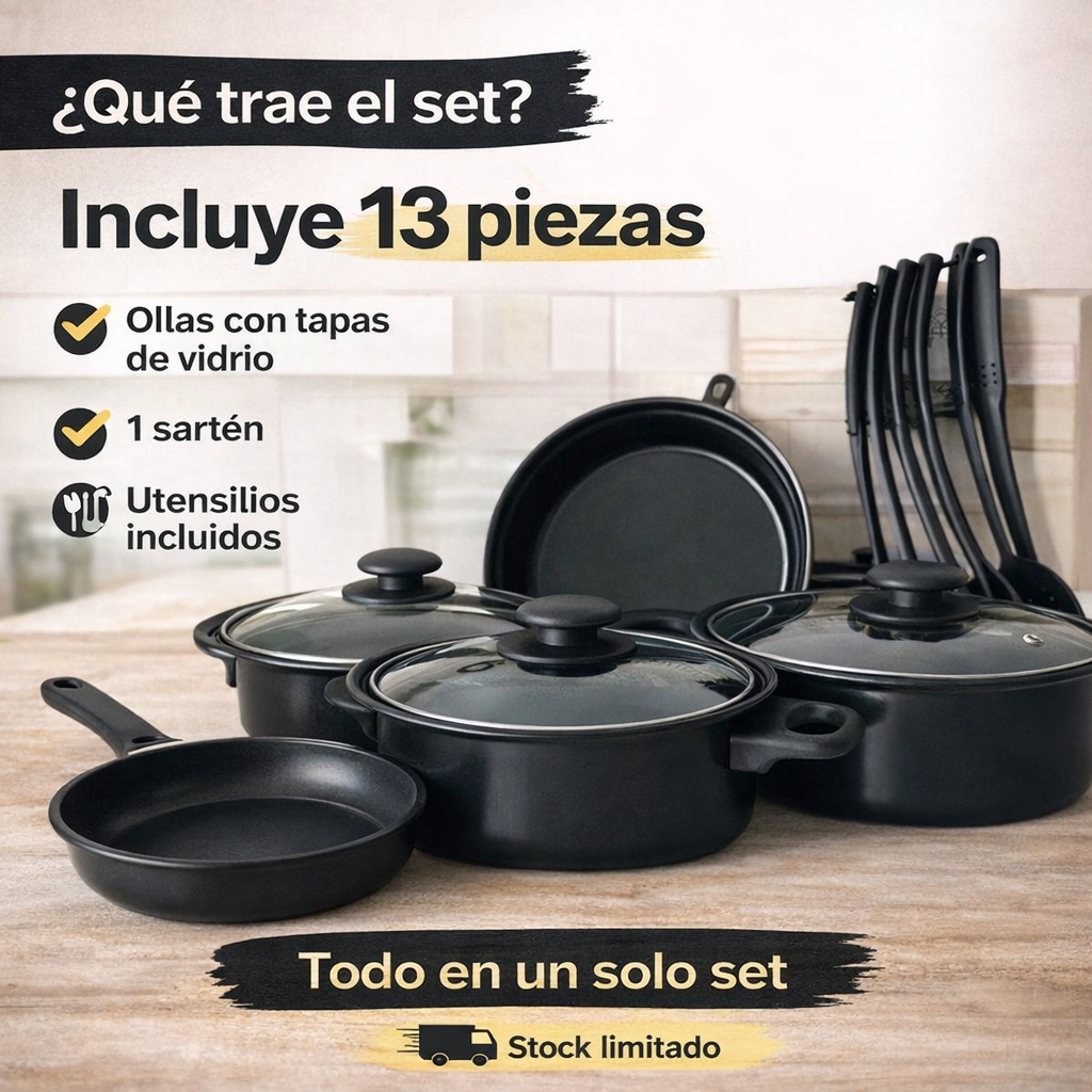 Set de Ollas CookWare Antiadherentes X13 piezas