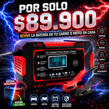 Cargador Inteligente de Batería 12v | Revive tu Carro o Moto y Evita Quedarte Varado