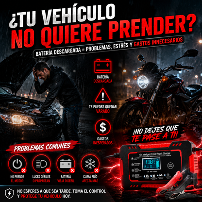 Cargador Inteligente de Batería 12v | Revive tu Carro o Moto y Evita Quedarte Varado
