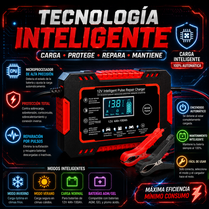 Cargador Inteligente de Batería 12v | Revive tu Carro o Moto y Evita Quedarte Varado