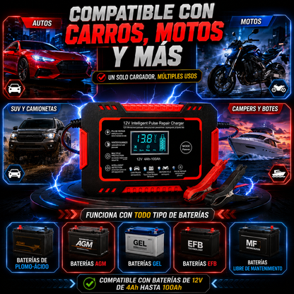 Cargador Inteligente de Batería 12v | Revive tu Carro o Moto y Evita Quedarte Varado