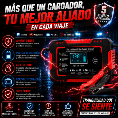 Cargador Inteligente de Batería 12v | Revive tu Carro o Moto y Evita Quedarte Varado
