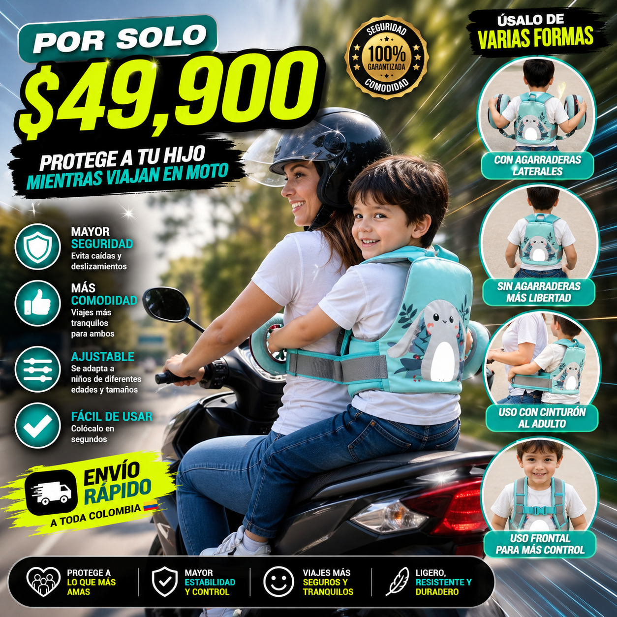 Cinturón de Seguridad para Niños de Moto - Protege lo que más amas en cada viaje