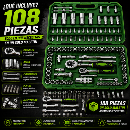 RATCHET PRO 108 | Juego de Rachets Profesional de 108 Piezas