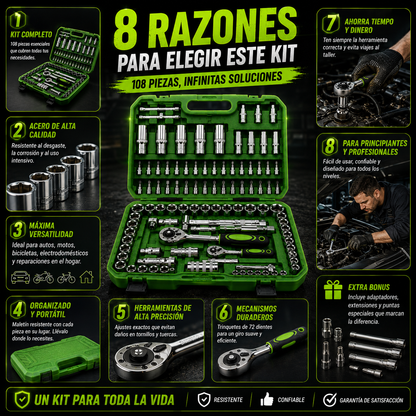 RATCHET PRO 108 | Juego de Rachets Profesional de 108 Piezas