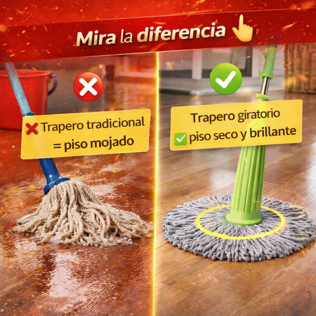Trapero Giratorio Retráctil - Fácil Escurrido 2 en 1