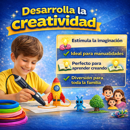 3D PEN-V2 | Lápiz de impresión 3D para Crear Dibujos y Figuras en 3D