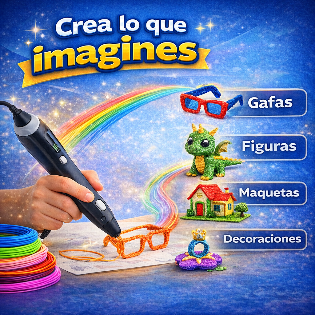 3D PEN-V2 | Lápiz de impresión 3D para Crear Dibujos y Figuras en 3D