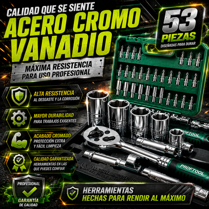 Kit de Ratchet 53 Piezas | Completo, Portátil y Listo para Cualquier Emergencia