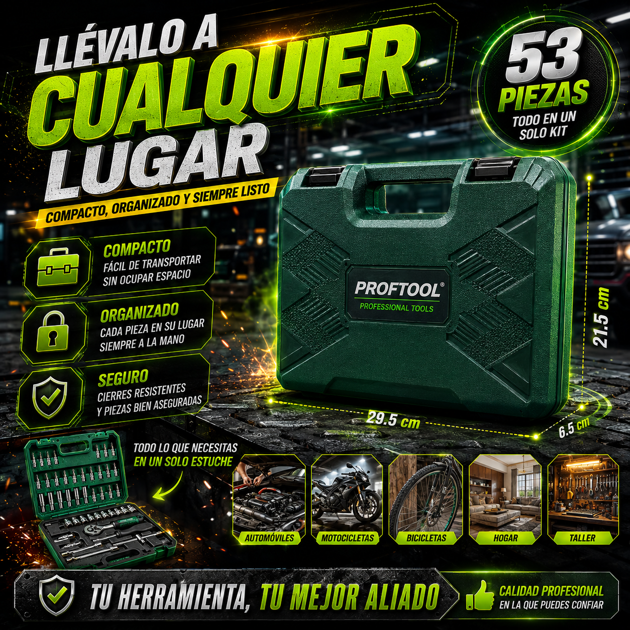 Kit de Ratchet 53 Piezas | Completo, Portátil y Listo para Cualquier Emergencia