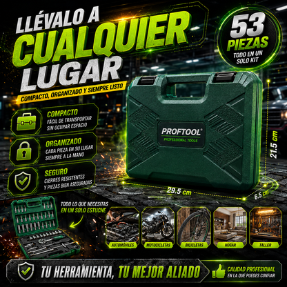Kit de Ratchet 53 Piezas | Completo, Portátil y Listo para Cualquier Emergencia