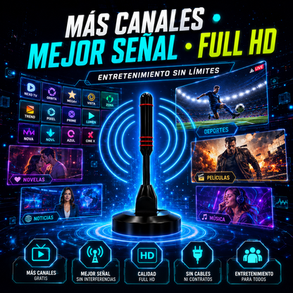 Antena TDT 5M Full HD Potente | Más Canales Gratis y Mejor Señal