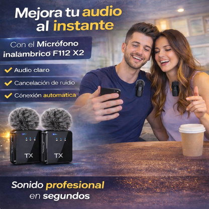 X2 Micrófonos inalámbricos de solapa 3 en 1 profesional, graba como un verdadero creador de contenido