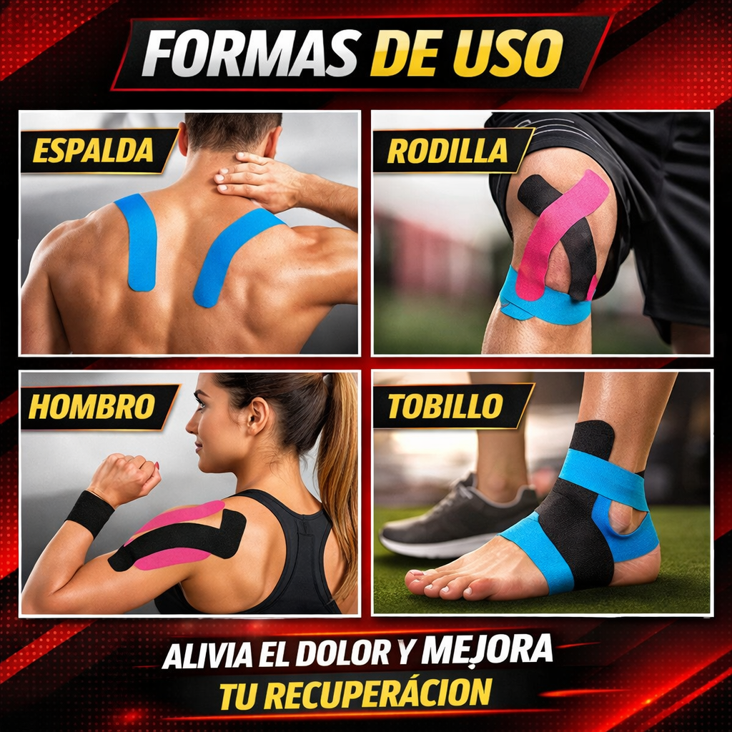 Cintas Deportivas Kinesiológicas - Adiós al Dolor, Recuperación Muscular y Máxima Elasticidad