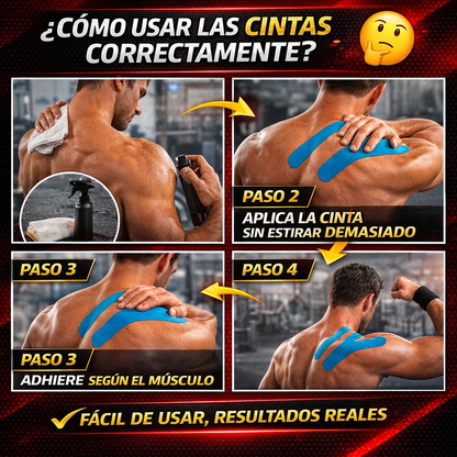 Cintas Deportivas Kinesiológicas - Adiós al Dolor, Recuperación Muscular y Máxima Elasticidad