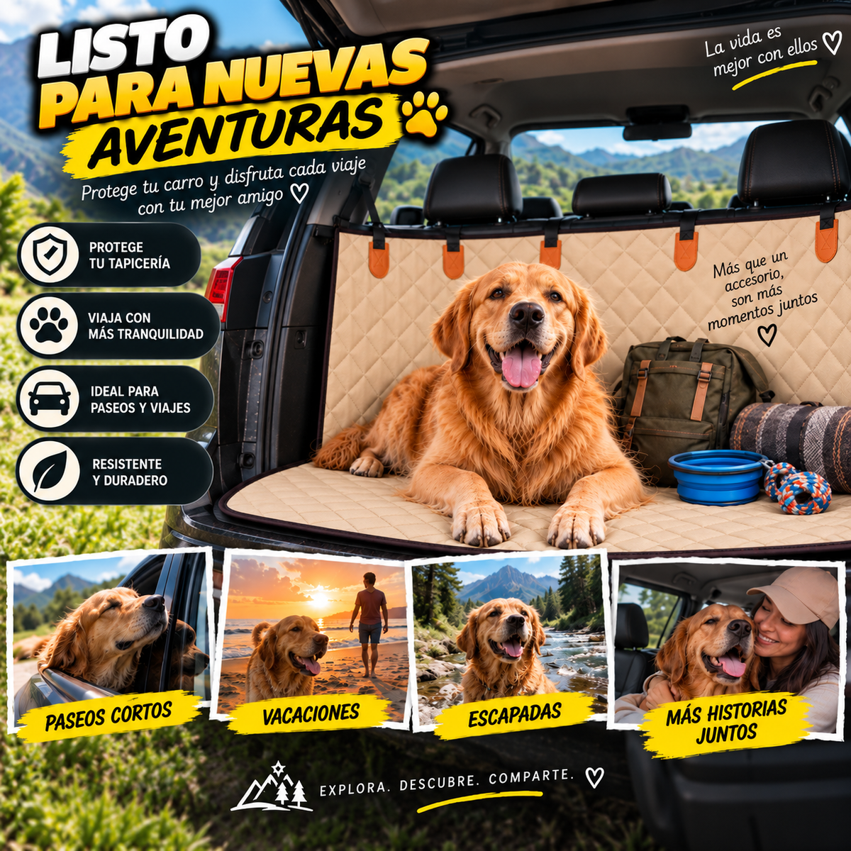 Forro Impermeable para Asiento de Carro para Mascotas | Que sus Pelos y Aventuras no Terminen en Tus Sillas