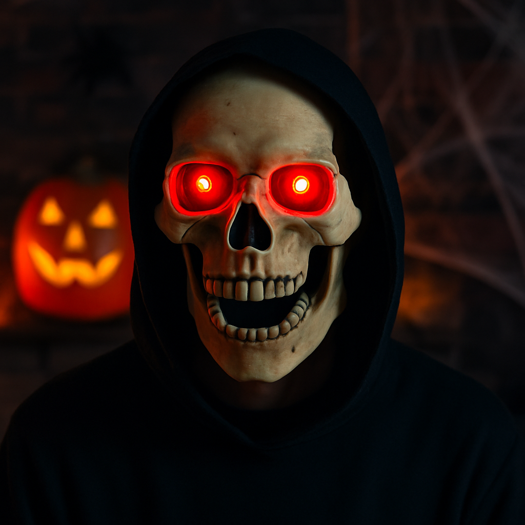 Mascara Calavera | Mandibula con Movimiento y Ojos Led Rojos Brillantes