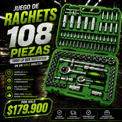 RATCHET PRO 108 | Juego de Rachets Profesional de 108 Piezas