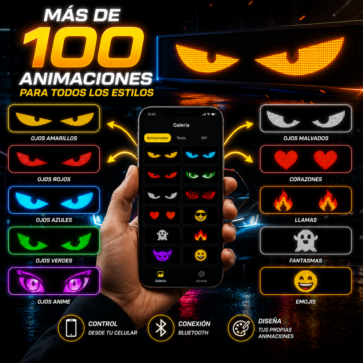 Pantalla Panel LED Multifuncional Para Camión Y Auto 60cm-90cm