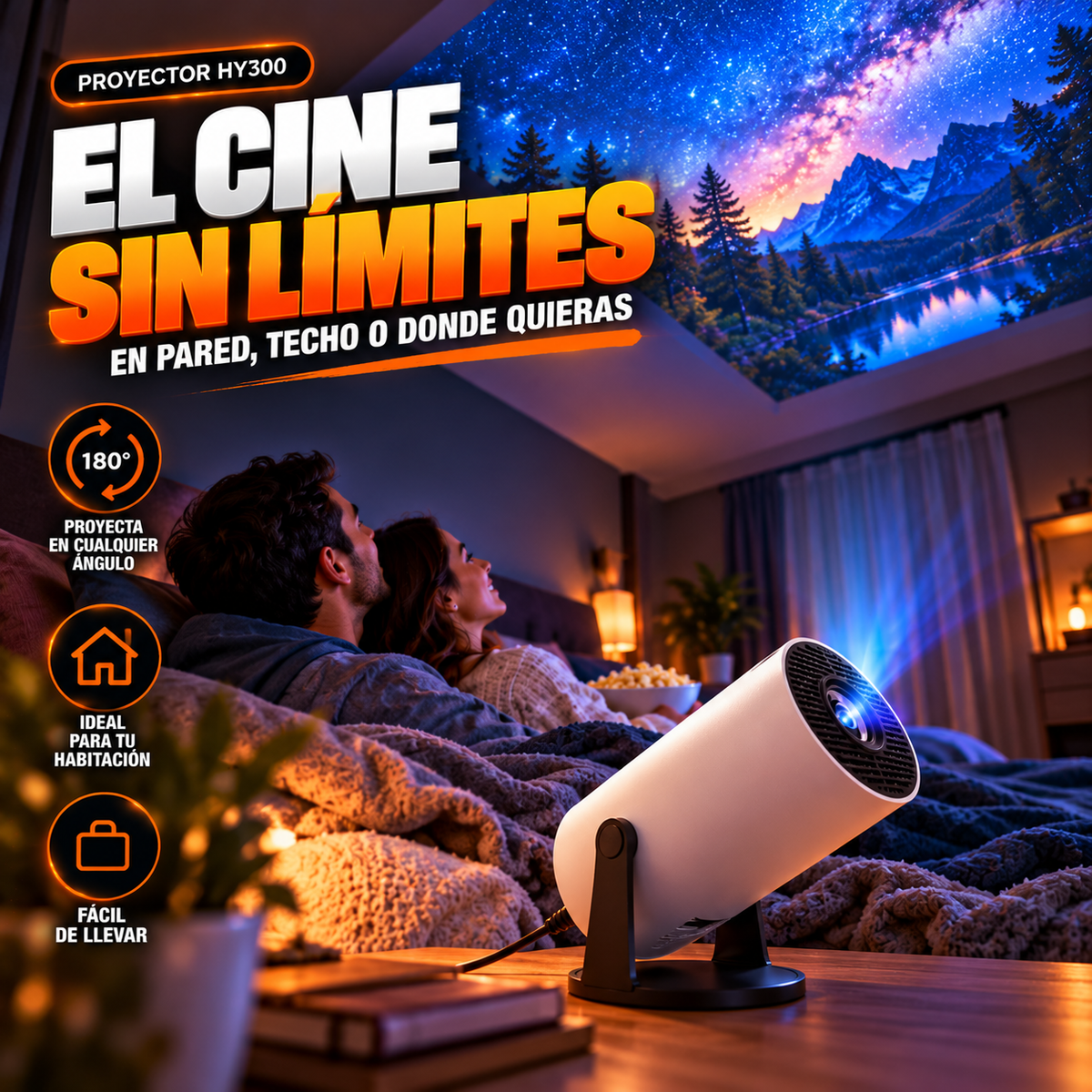 PROYECTOR 4K SMART HY300 ANDROID | CINE EN CASA