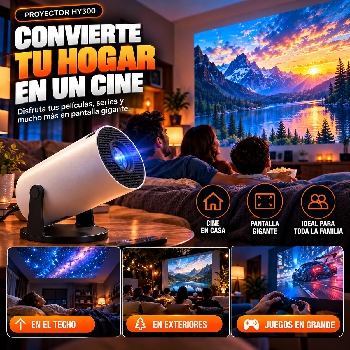 PROYECTOR 4K SMART HY300 ANDROID | CINE EN CASA