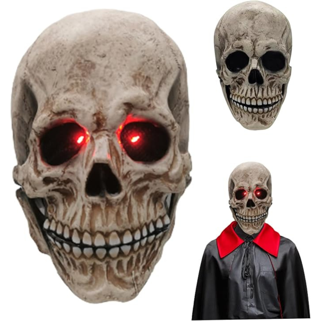 Mascara Calavera | Mandibula con Movimiento y Ojos Led Rojos Brillantes