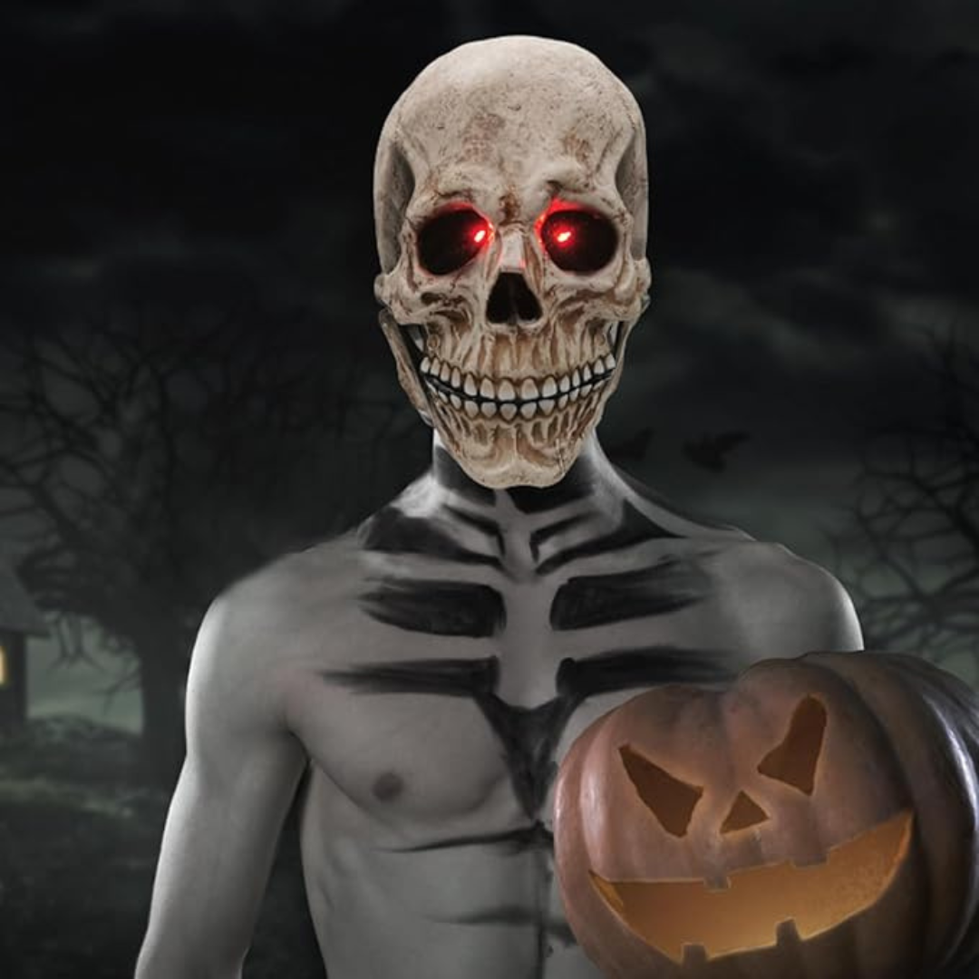 Mascara Calavera | Mandibula con Movimiento y Ojos Led Rojos Brillantes