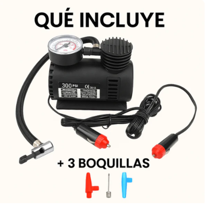 Mini Compresor Portátil 12V 300 PSI – Infla Llantas y Más en Minutos