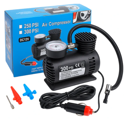 Mini Compresor Portátil 12V 300 PSI – Infla Llantas y Más en Minutos