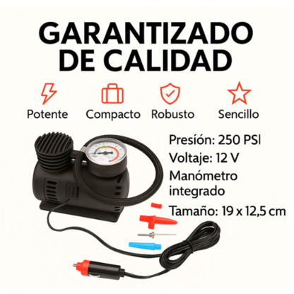 Mini Compresor Portátil 12V 300 PSI – Infla Llantas y Más en Minutos